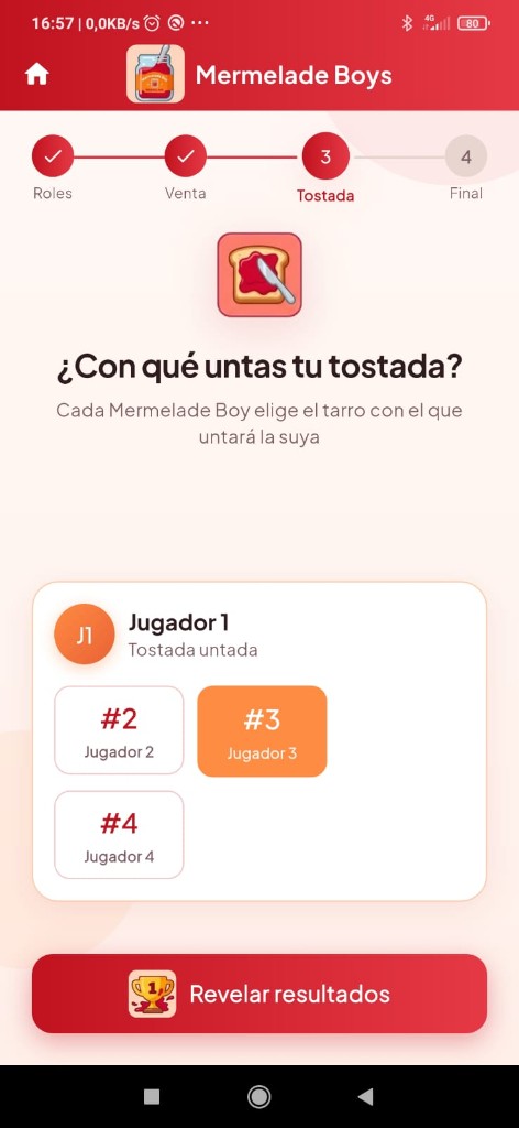 Pantalla con tarro ya elegido para la tostada